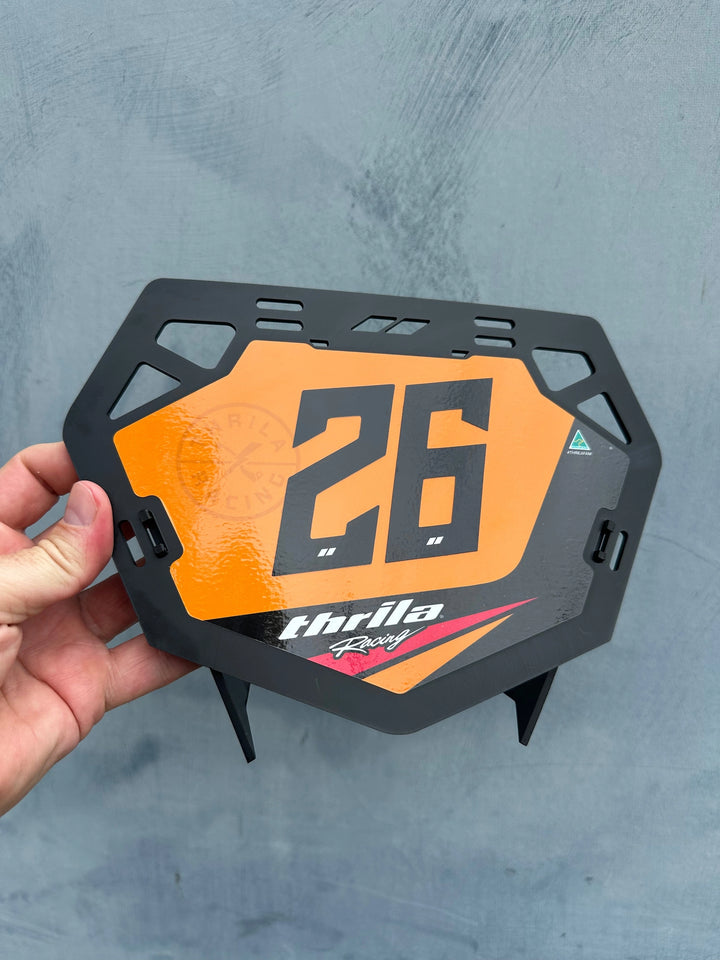 BMX Number Plate with Custom Sticker (Fits all Handlebar Sizes)