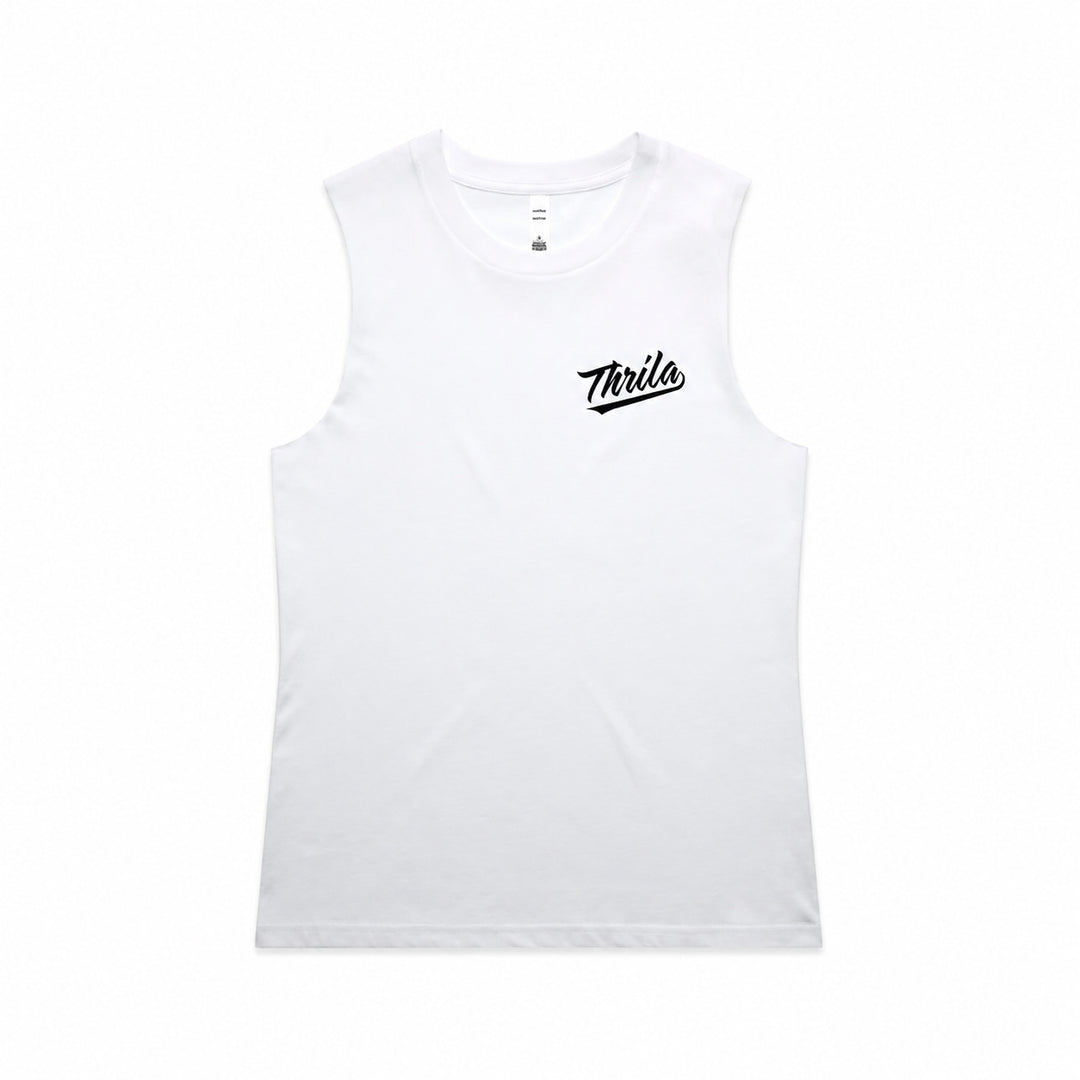 Apache White Ladies Top (Choose Tee or Tank) — tank front view