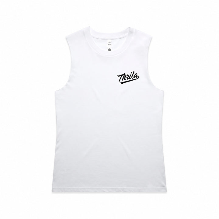 Apache White Ladies Top (Choose Tee or Tank) — tank front view