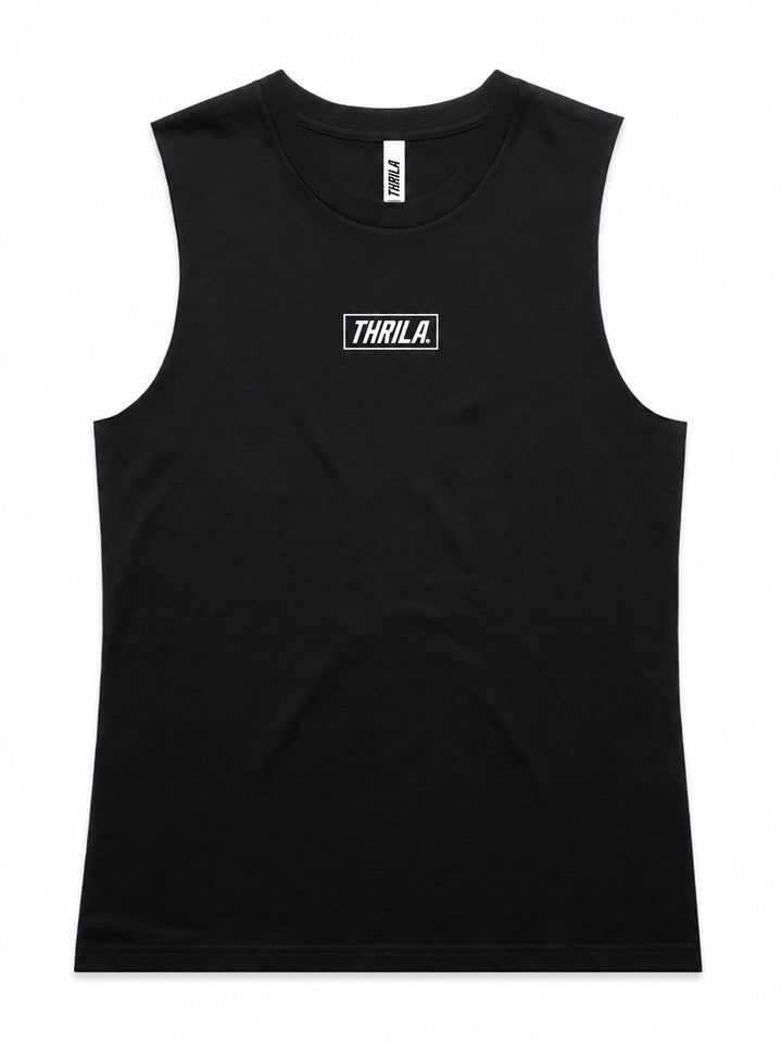 Box Black Ladies Top (Choose Tee or Tank) — tank front