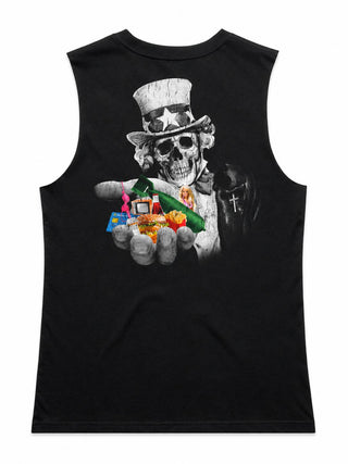 Capitalism (Art Series) Ladies Top (Choose Tee or Tank) — tank back