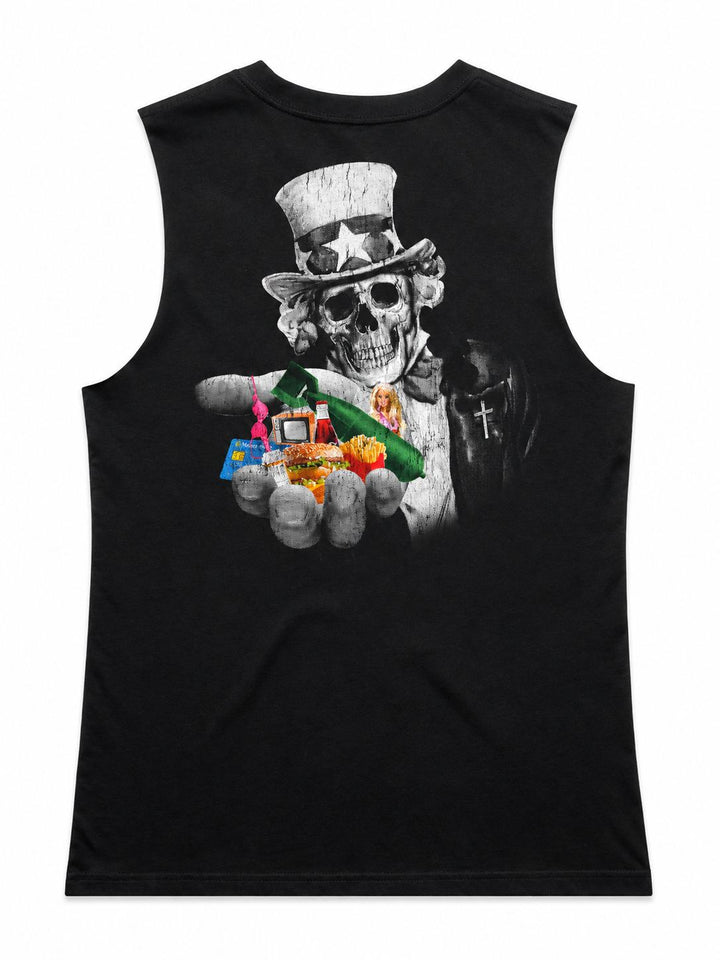 Capitalism (Art Series) Ladies Top (Choose Tee or Tank) — tank back