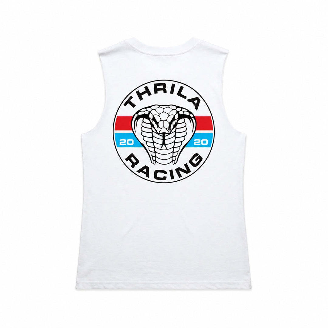 Cobra White Ladies Top (Choose Tee or Tank) — tank back view