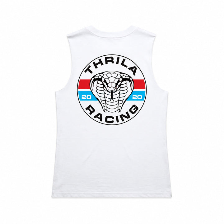 Cobra White Ladies Top (Choose Tee or Tank) — tank back view