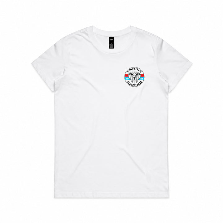 Cobra White Ladies Top (Choose Tee or Tank) — tee front view