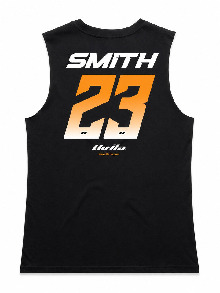Racer CUSTOM NAME &amp; NUMBER Ladies Top (Choose Tee or Tank) — tank back