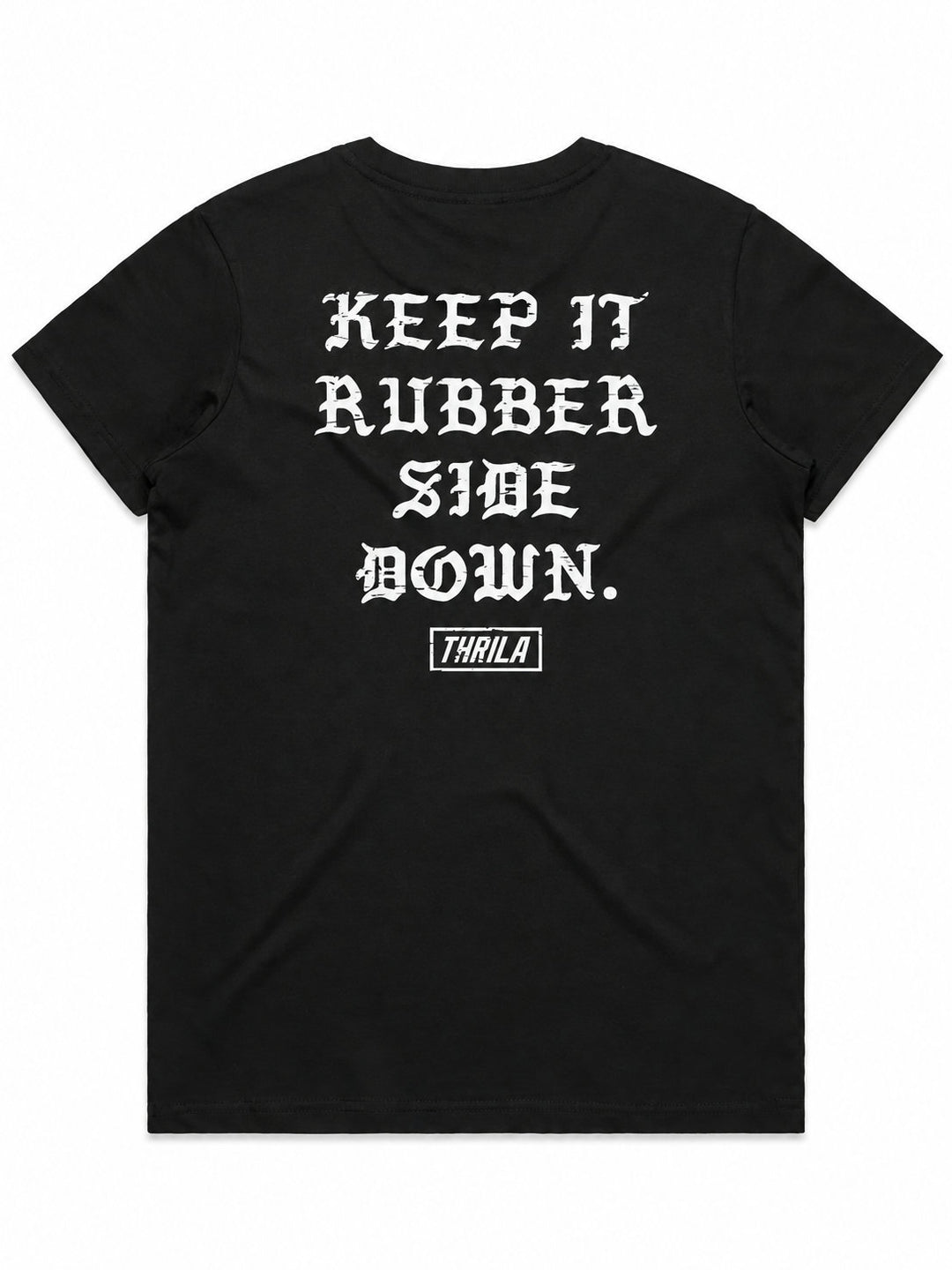 Rubber Down Ladies Top (Choose Tee or Tank) — tee back