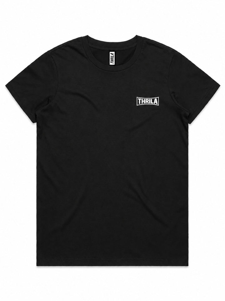 Sideways Black Ladies Top (Choose Tee or Tank) — tee front