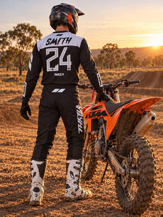 THRILA Thrash Motocross racewear on a rider