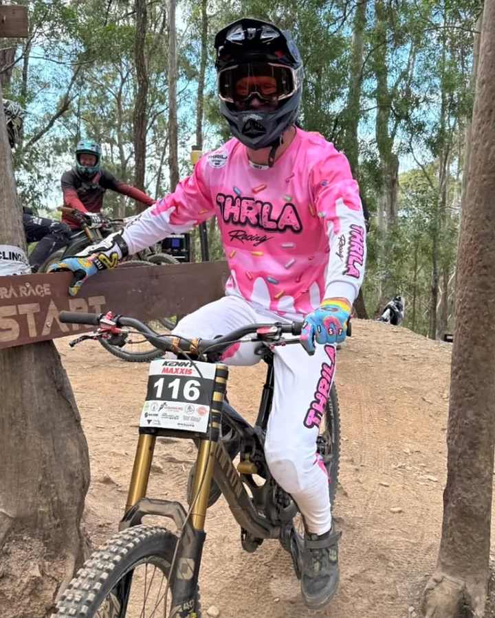 THRILA Glazed BMX/MTN Bike racewear on a rider